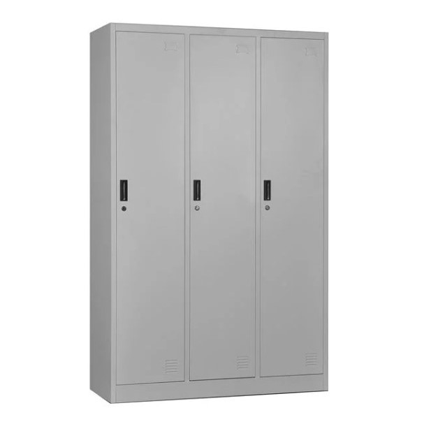 ΝΤΟΥΛΑΠΑ ΜΕΤΑΛΛΙΚΗ ΤΡΙΦΥΛΛΗ LOCKER 3 ΘΕΣΕΩΝ, ΜΕ ΚΡΕΜΑΣΤΡΕΣ WW 115cm x 45cm x 185cm