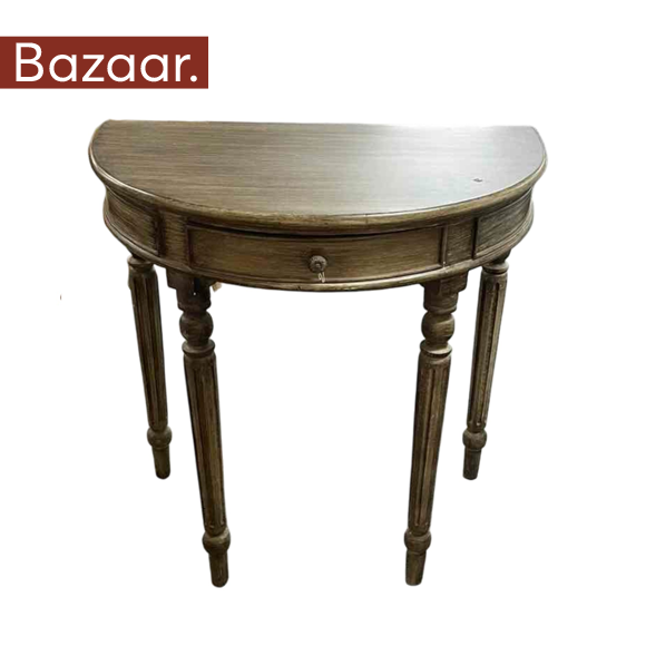 ΚΟΝΣΟΛΑ ΞΥΛΙΝΗ ΗΜΙΚΥΚΛΙΟ ΑΝΤΙΚΕ 665-1029 80cm x 46cm x 80cm